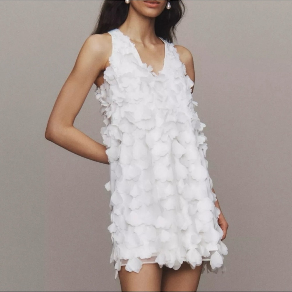 BHLDN White Floral Mini Dress